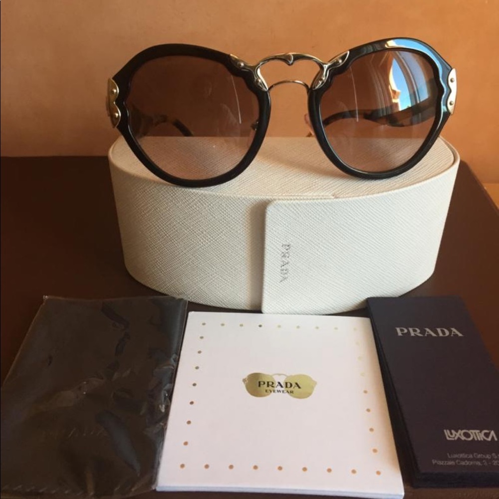 PRADA WANDERER PR09TS Black Havana Gold Sunglasses